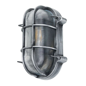 DAVEY | Outdoor Caged Oval Industrial Marine Nautical Wall Porch Bulkhead Light | E27 | IP44 | Silver