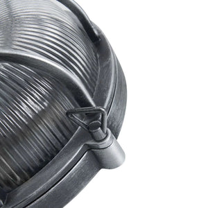 DAVEY | Outdoor Caged Round Industrial Marine Nautical Wall Porch Bulkhead Light | E27 | IP44 | Silver