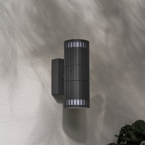 MUTO | Outdoor Up Down Wall Lantern Porch Ribbed Spot Light | GU10 | IP65 | Anthracite