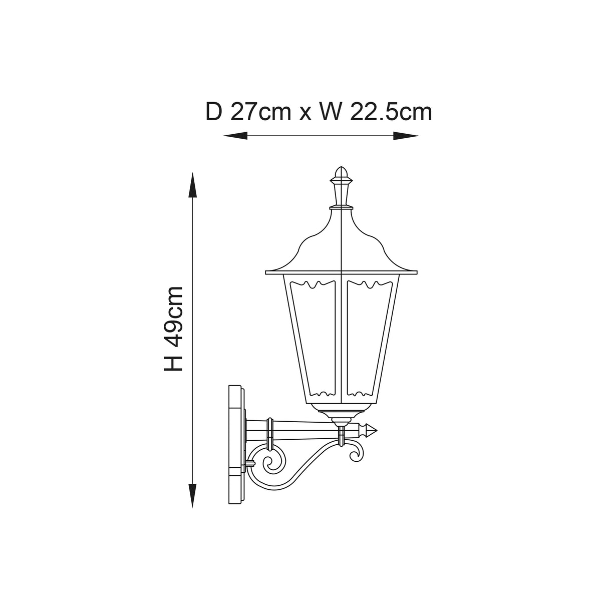 BURFORD | Outdoor Wall Porch Coach Up Lantern Light | Die-Cast Aluminium | E27 | IP44 | Black