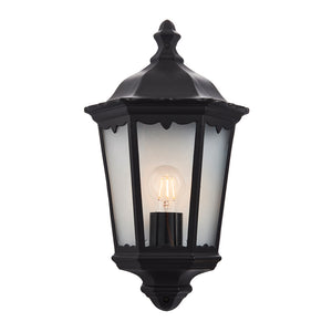 BURFORD | Outdoor Wall Porch Half Coach Lantern Light | Die-Cast Aluminium | E27 | IP44 | Black