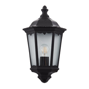 BURFORD | Outdoor Wall Porch Half Coach Lantern Light | Die-Cast Aluminium | E27 | IP44 | Black