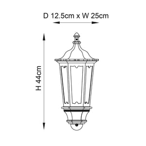 BURFORD | Outdoor Wall Porch Half Coach Lantern Light | Die-Cast Aluminium | E27 | IP44 | Black