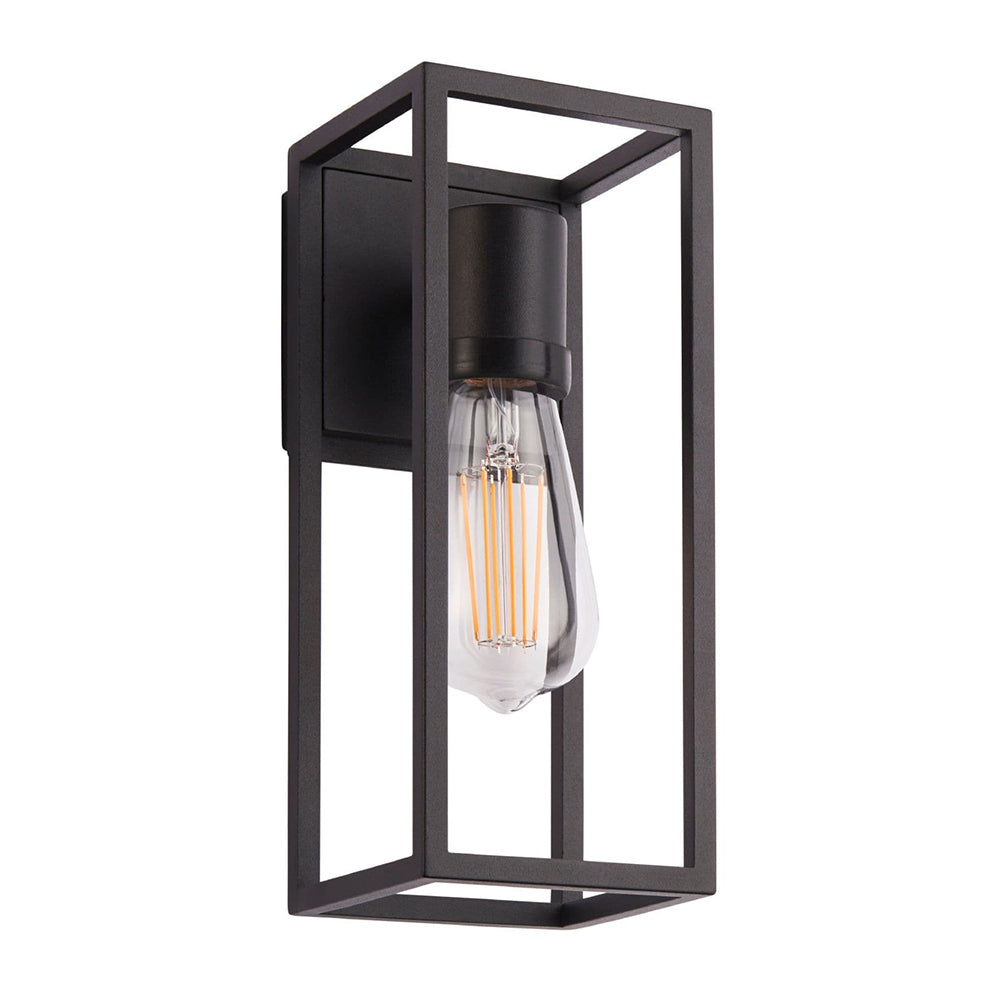 HERBERT | Outdoor Box Porch Corrosion Resistant Lantern Wall Light | E27 | IP44 | Black