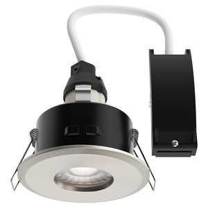 LED Shower Bathroom Recessed Dimmable Downlight Fitting | 6W GU10 | IP65 | Brushed Chrome | 4000K Neutral White