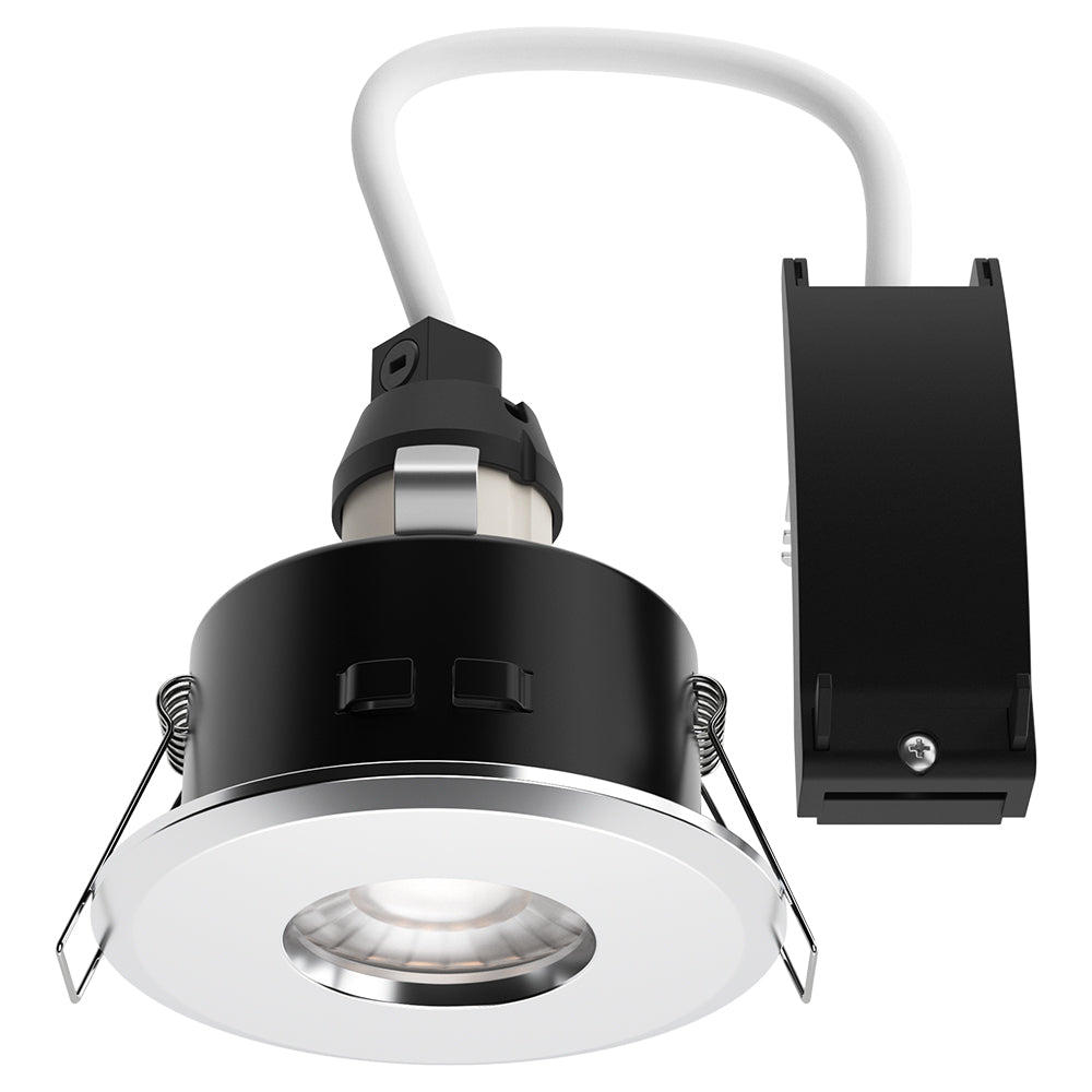 LED Shower Bathroom Recessed Dimmable Downlight Fitting | 6W GU10 | IP65 | Polished Chrome | 6500K Daylight White