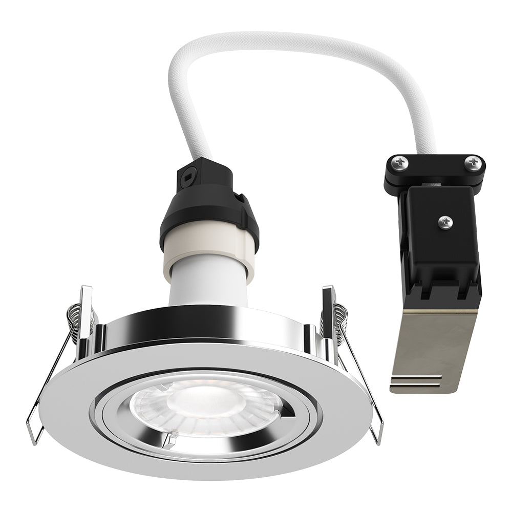 LED Adjustable Tilt Recessed Dimmable Downlight Fitting | 6W GU10 | 6000K Daylight White | IP20 | Polished Chrome