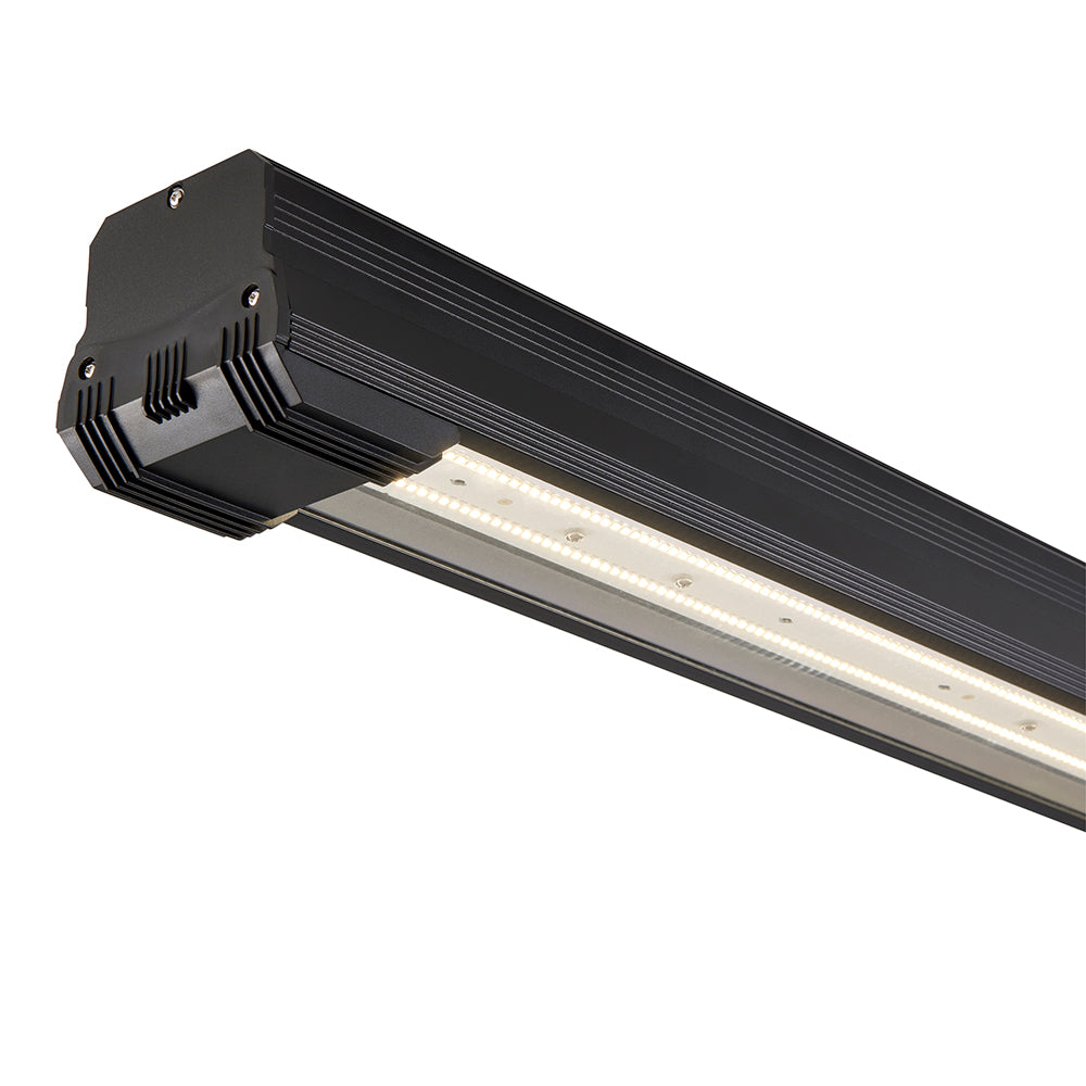 HELIOS Highbay Linear Industrial Ceiling Light for Warehouses & Commercial | LED 150W 14000lm | 4000K Neutral White | IP42 | Black