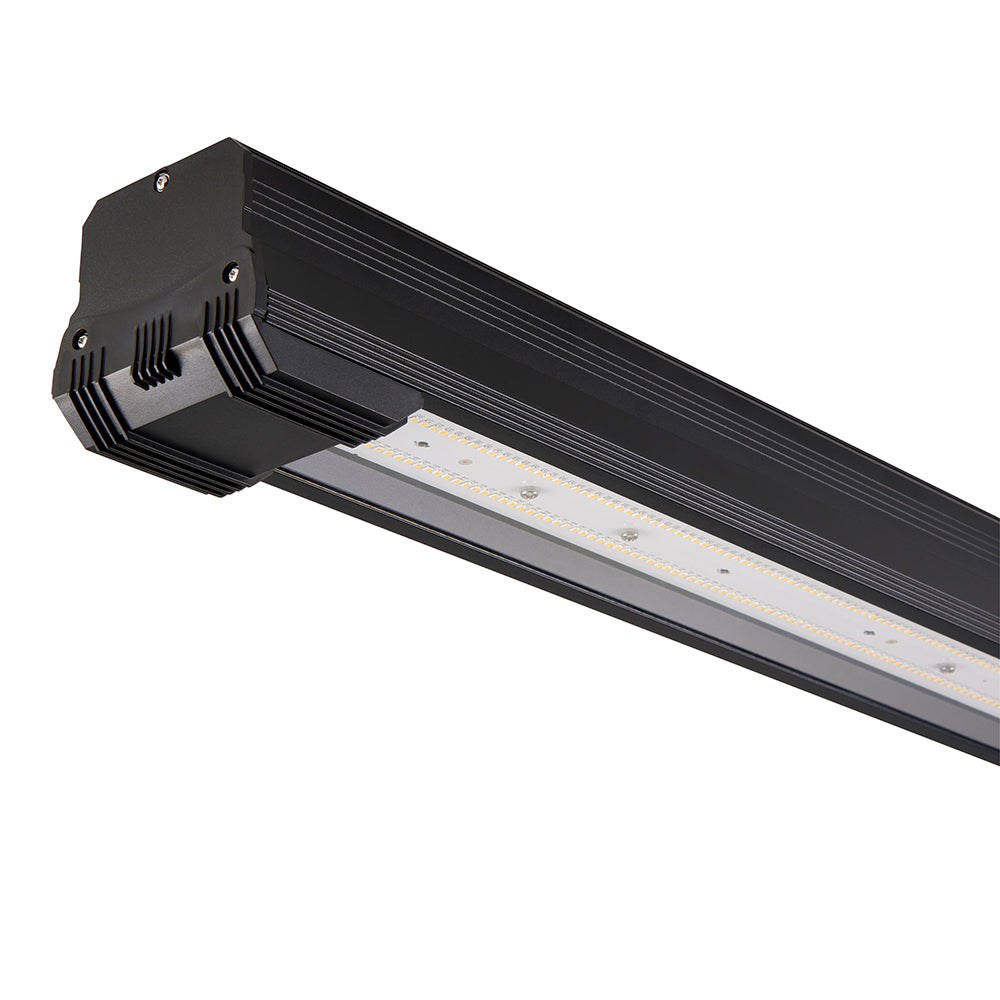 HELIOS Highbay Linear Industrial Ceiling Light for Warehouses & Commercial | LED 150W 14000lm | 4000K Neutral White | IP42 | Black