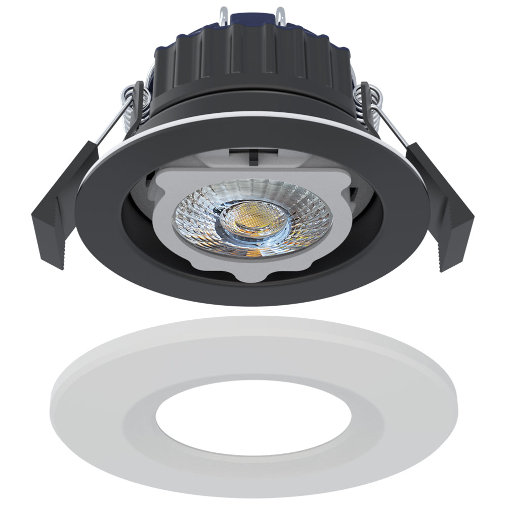 JADE | Quad-Colour CCT | LED Fire Rated Fast Fix Downlight | Dimmable 8W 900lm | IP65 | White