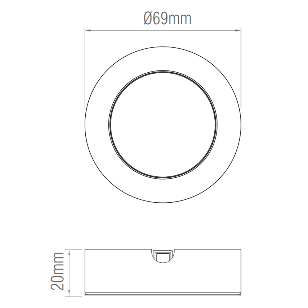 Hera | Surface / Recessed Round Under Cabinet Light | LED 2.5W | IP20 | CCT Tri-Colour | Black