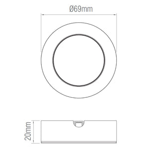 Hera | Surface / Recessed Round Under Cabinet Light | LED 2.5W | IP20 | CCT Tri-Colour | Black