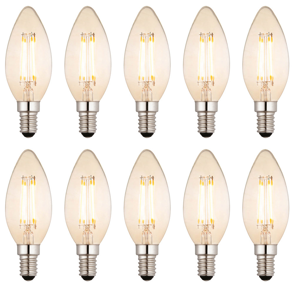 10 PACK - SES E14 Candle Vintage LED Bulb 2500K Very Warm White Dimmable 4W 360Lm