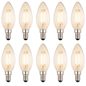 10 PACK - SES E14 Candle Vintage LED Bulb 2500K Very Warm White Dimmable 4W 360Lm