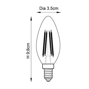 10 PACK - SES E14 Candle Vintage LED Bulb 2500K Very Warm White Dimmable 4W 360Lm