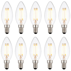 10 PACK - SES E14 Candle LED Bulb 2800K Warm White Dimmable 4W 400Lm