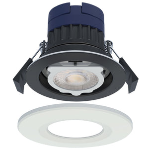 MICA | Quad-Colour CCT | LED Fire Rated Downlight | Dimmable 8W 900lm | IP65 | Black