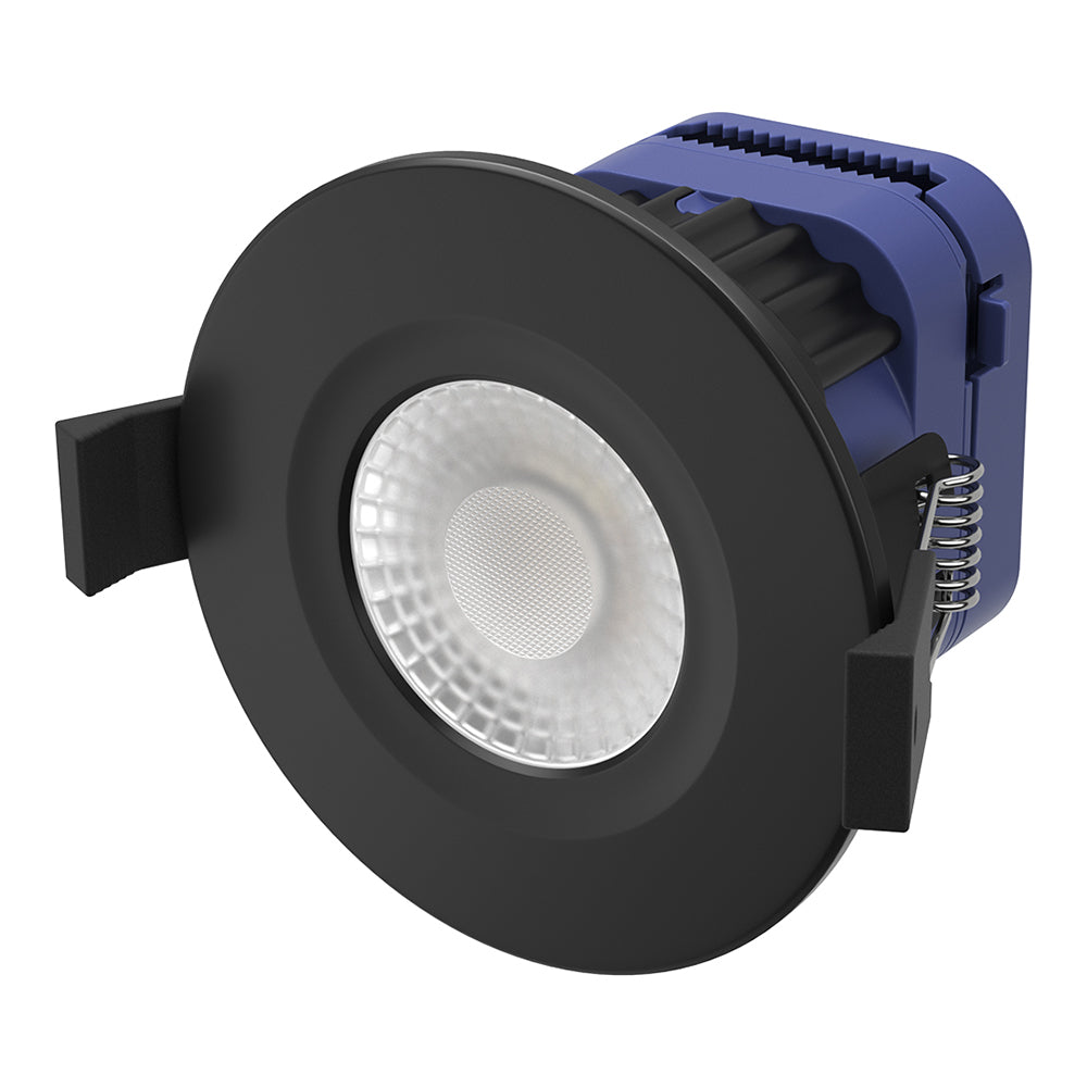 MICA | Quad-Colour CCT | LED Fire Rated Downlight | Dimmable 8W 900lm | IP65 | Black