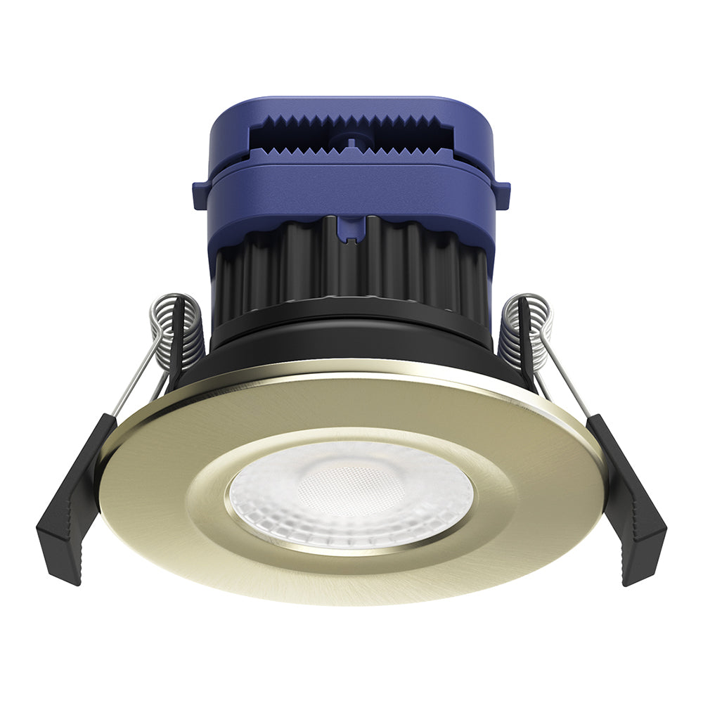 MICA | Quad-Colour CCT | LED Fire Rated Downlight | Dimmable 8W 900lm | IP65 | Polished Brass