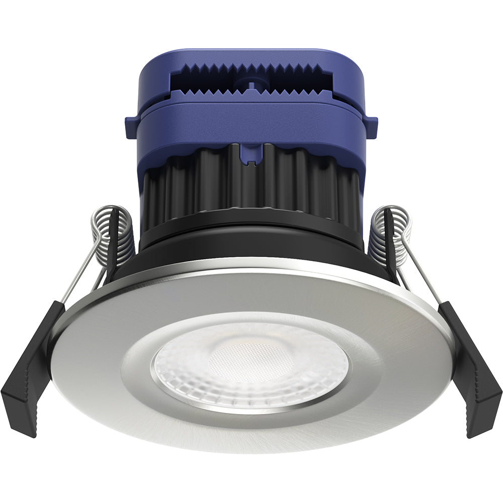 MICA | Quad-Colour CCT | LED Fire Rated Downlight | Dimmable 8W 900lm | IP65 | Brushed Chrome