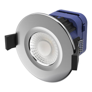 MICA | Quad-Colour CCT | LED Fire Rated Downlight | Dimmable 8W 900lm | IP65 | Polished Chrome