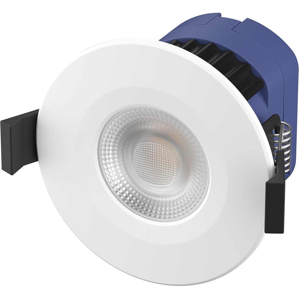 MICA | Quad-Colour CCT | LED Fire Rated Downlight | Dimmable 8W 900lm | IP65 | White | Emergency