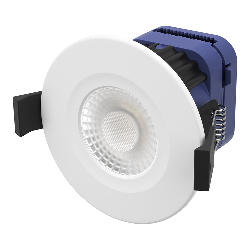 MICA | Quad-Colour CCT | LED Fire Rated Downlight | Dimmable 8W 900lm | IP65 | White