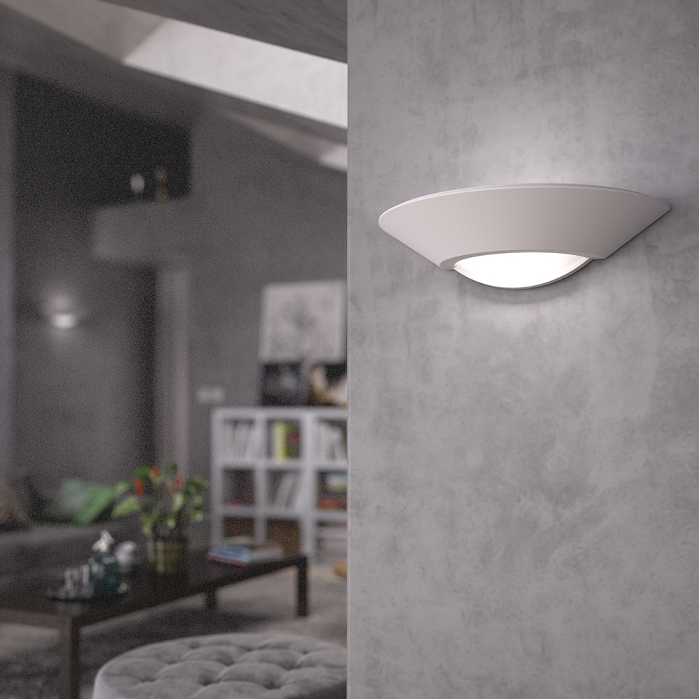 MILTON Half Moon Up Down Paintable Plaster Wall Uplighter Light | E27 | Up Down Light Effect