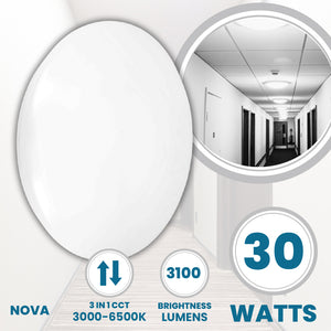 NOVA Large 400mm Commercial Bulkhead Light Fitting | LED 30W | CCT Tri-Colour | IP44 | Standard