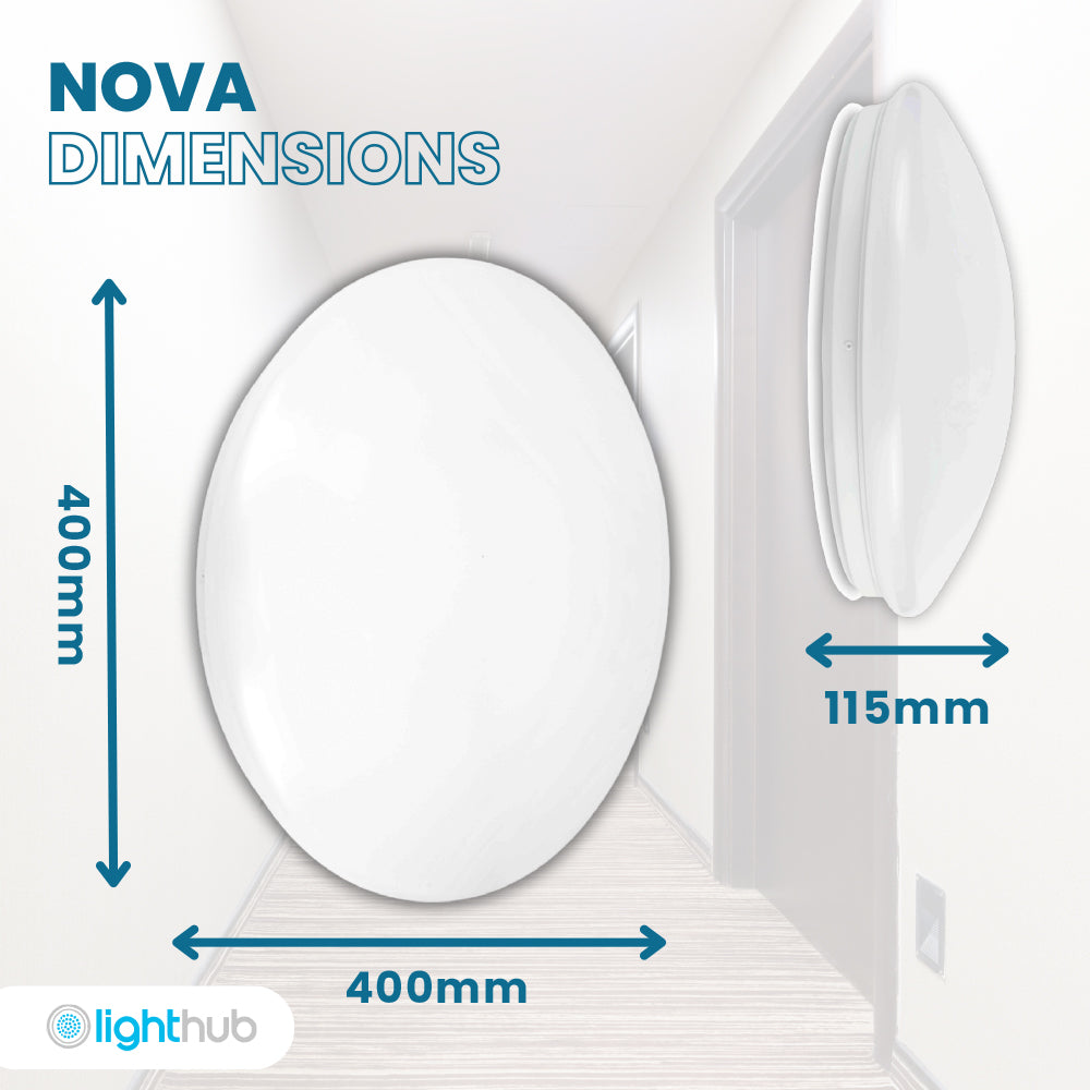 NOVA Large 400mm Commercial Bulkhead Light Fitting | LED 30W | CCT Tri-Colour | IP44 | Standard