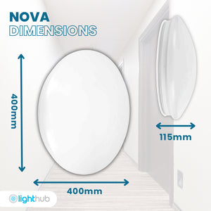 NOVA Large 400mm Commercial Bulkhead Light Fitting | LED 30W | CCT Tri-Colour | IP44 | Standard