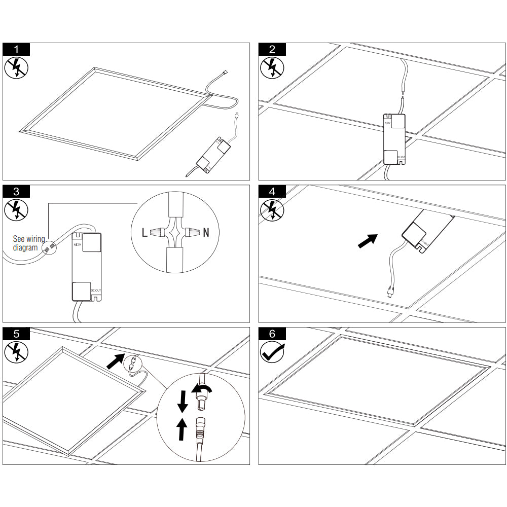 LED 600x600mm Recessed Light Panels 6 PACK | 40W 4000lm | Office Suspended Ceiling White | 6000K Daylight White