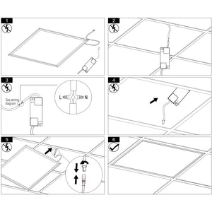 LED 600x600mm Recessed Light Panels 6 PACK | 40W 4000lm | Office Suspended Ceiling White | 4000K Neutral White