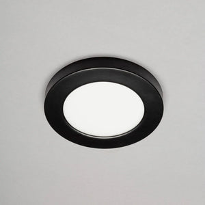 Adjustable Slim Flat Recessed / Surface Round Downlight Panel Light Fitting | LED 6W 600lm | CCT Tri-Colour | IP44 | Black