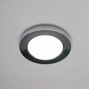 Adjustable Slim Flat Recessed / Surface Round Downlight Panel Light Fitting | LED 6W 600lm | CCT Tri-Colour | IP44 | Chrome