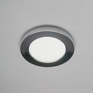 Adjustable Slim Flat Recessed / Surface Round Downlight Panel Light Fitting | LED 6W 600lm | CCT Tri-Colour | IP44 | Chrome