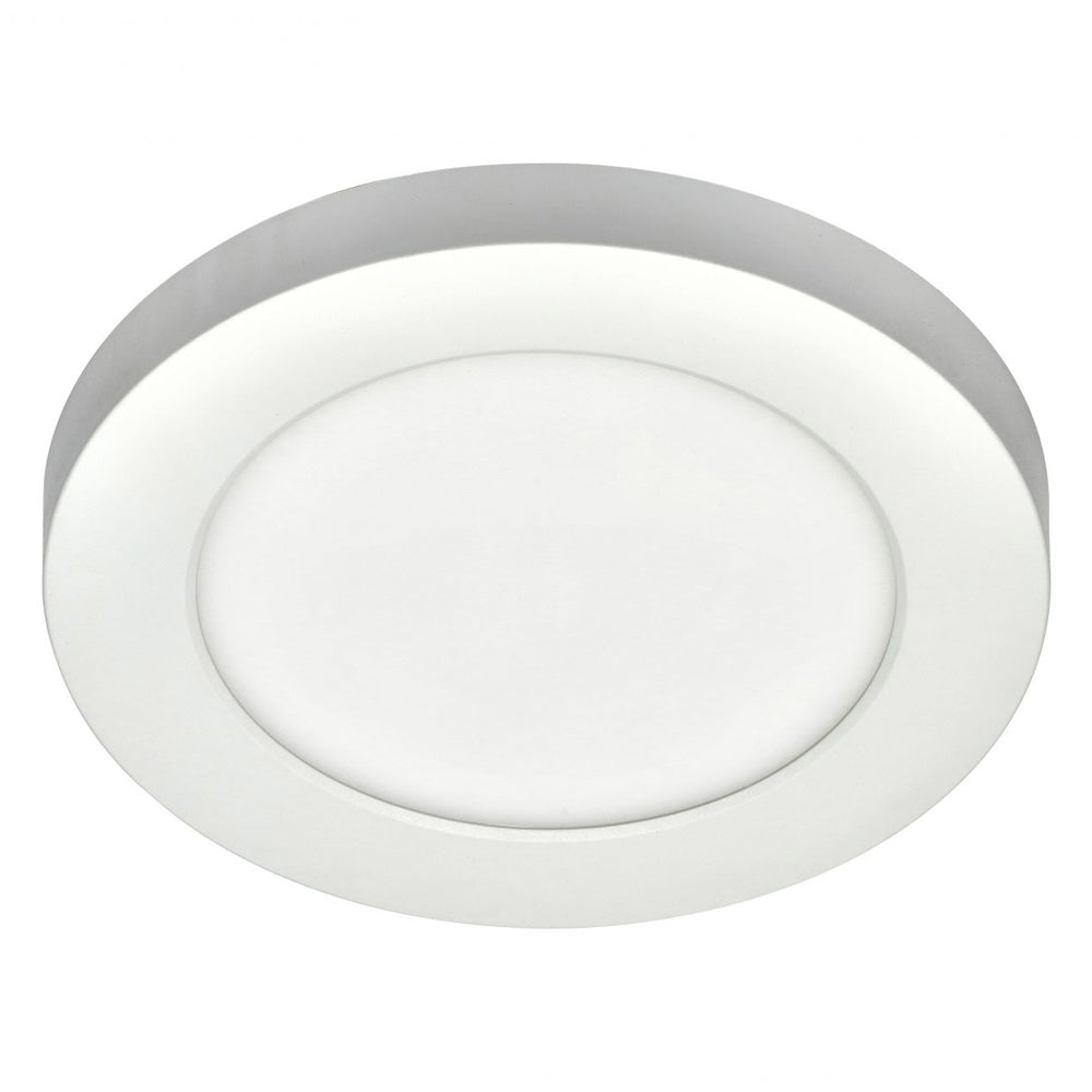 Adjustable Slim Flat Recessed / Surface Round Downlight Panel Light Fitting | LED 6W 600lm | CCT Tri-Colour | IP44 | White