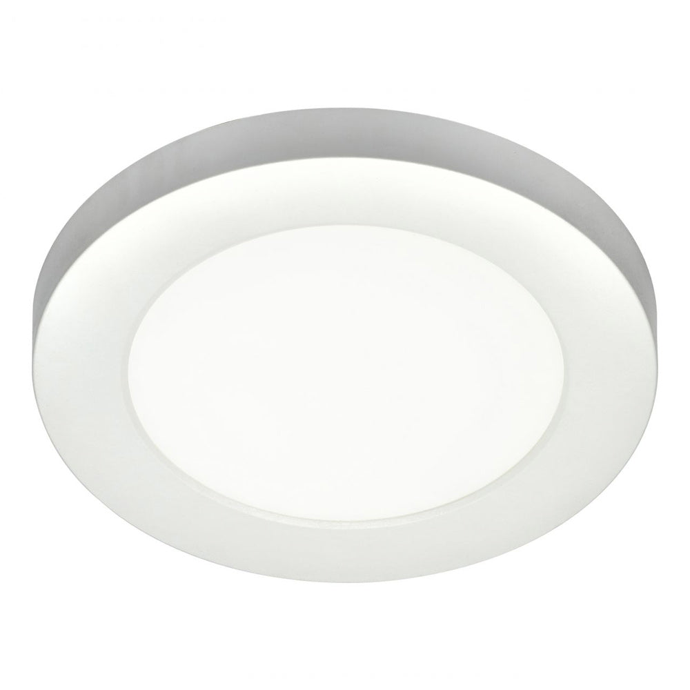 Adjustable Slim Flat Recessed / Surface Round Downlight Panel Light Fitting | LED 6W 600lm | CCT Tri-Colour | IP44 | White