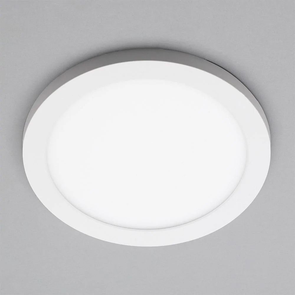 Adjustable Slim Flat Recessed / Surface Round Downlight Panel Light Fitting | LED 18W 1800lm | CCT Tri-Colour | IP44 | White