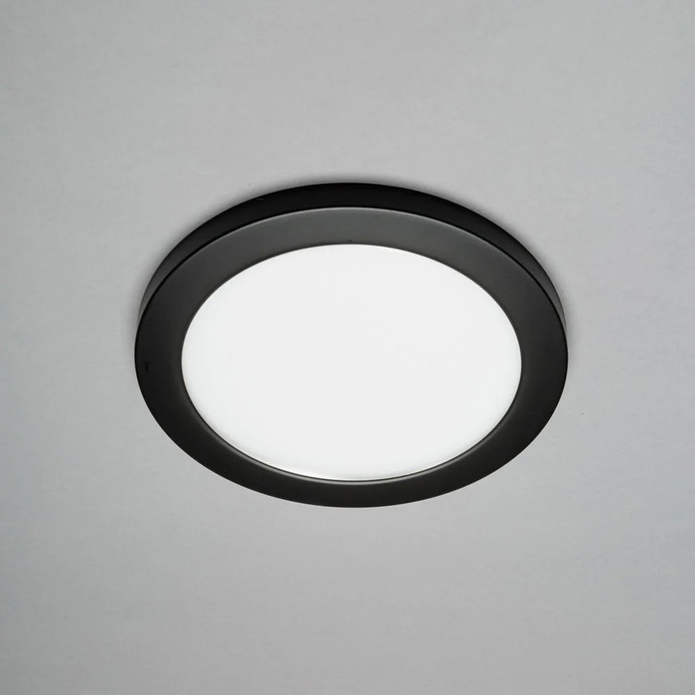 Adjustable Slim Flat Recessed / Surface Round Downlight Panel Light Fitting | LED 18W 1800lm | CCT Tri-Colour | IP44 | Black