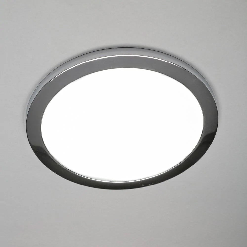 Adjustable Slim Flat Recessed / Surface Round Downlight Panel Light Fitting | LED 24W 2400lm | CCT Tri-Colour | IP44 | Chrome