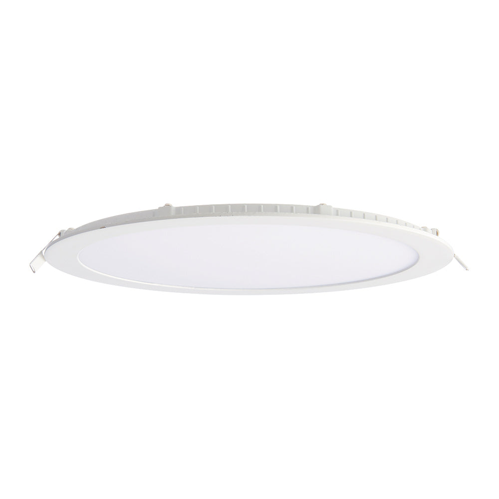 Dimmable Slim Flat Recessed Round Downlight Panel Light Fitting | LED 24W 2200lm | CCT Tri-Colour | IP44 | White