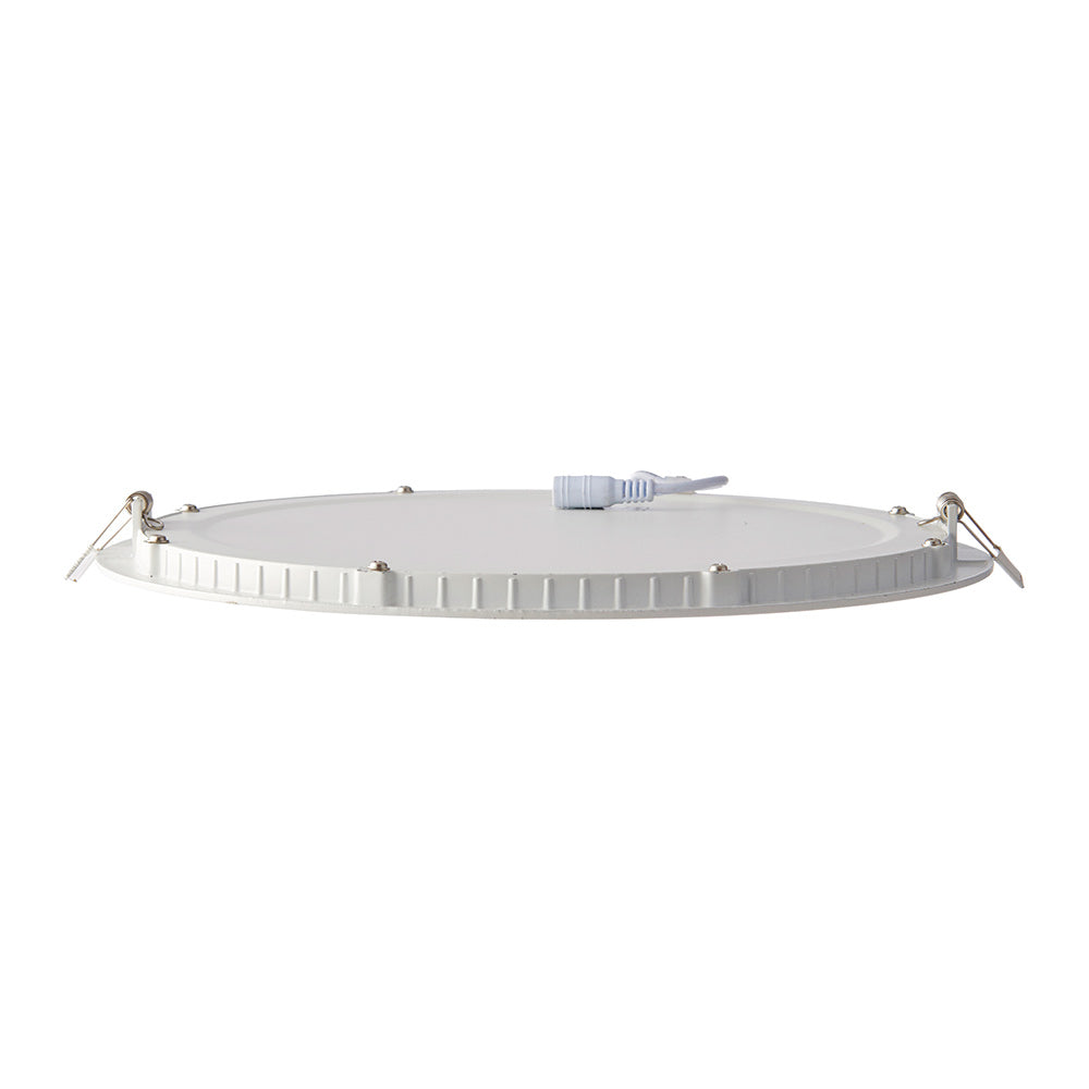 Dimmable Slim Flat Recessed Round Downlight Panel Light Fitting | LED 24W 2200lm | CCT Tri-Colour | IP44 | White