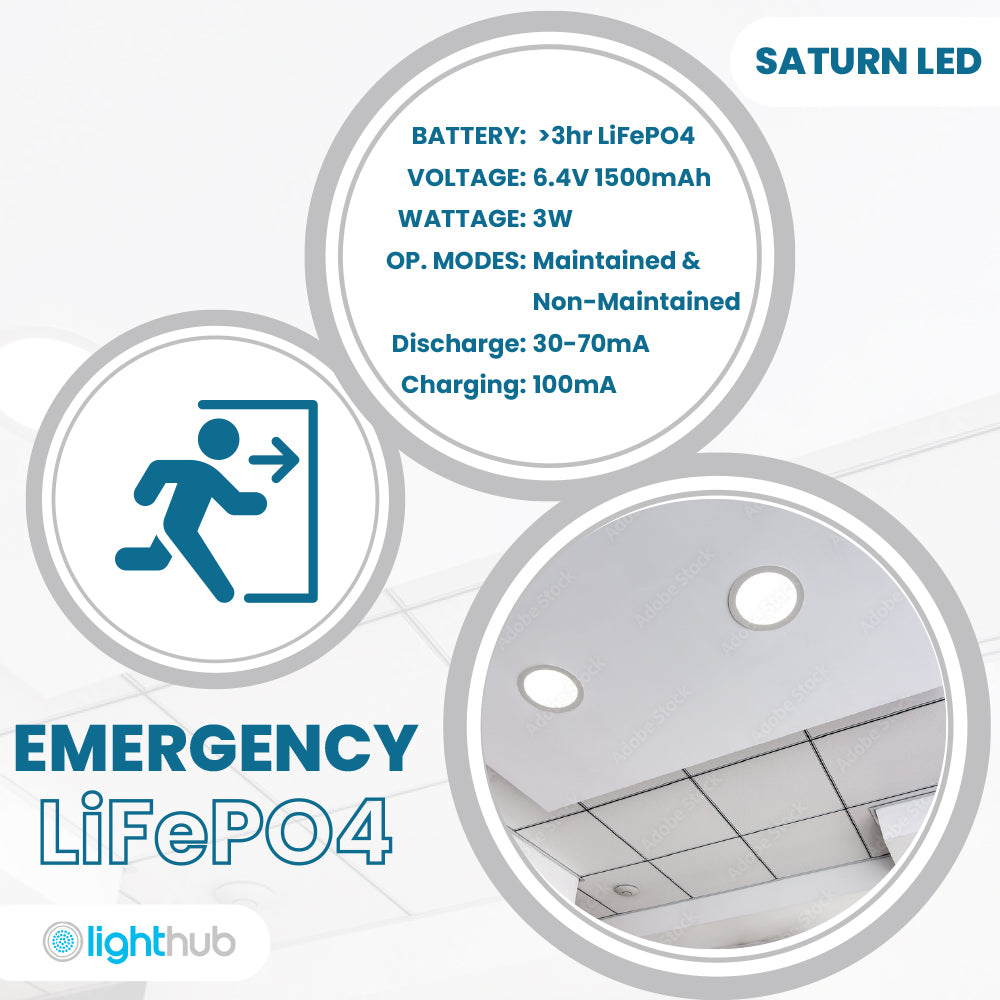 SATURN LED Recessed Round Dimmable Commercial Downlight Fitting | 7W 750lm | CCT Tri-Colour | IP40 | 3hr Emergency Function