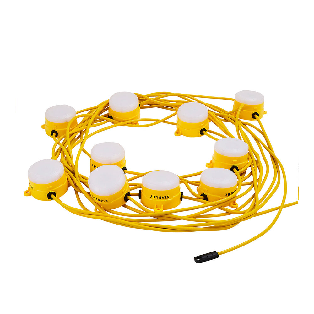 240V 22m LED Festoon Work Light String | 6400lm 6500K | Durable Outdoor Lighting for Construction Sites | Yellow