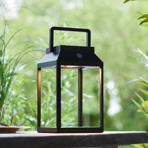 LINTERNA | Portable Outdoor Porch Patio Lantern Table / Floor Light | IP44 | Solar LED - 3 Touch Dimmer | Black