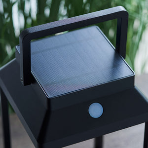 LINTERNA | Portable Outdoor Porch Patio Lantern Table / Floor Light | IP44 | Solar LED - 3 Touch Dimmer | Black