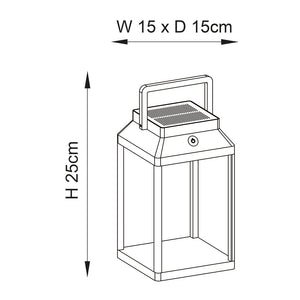 LINTERNA | Portable Outdoor Porch Patio Lantern Table / Floor Light | IP44 | Solar LED - 3 Touch Dimmer | Black