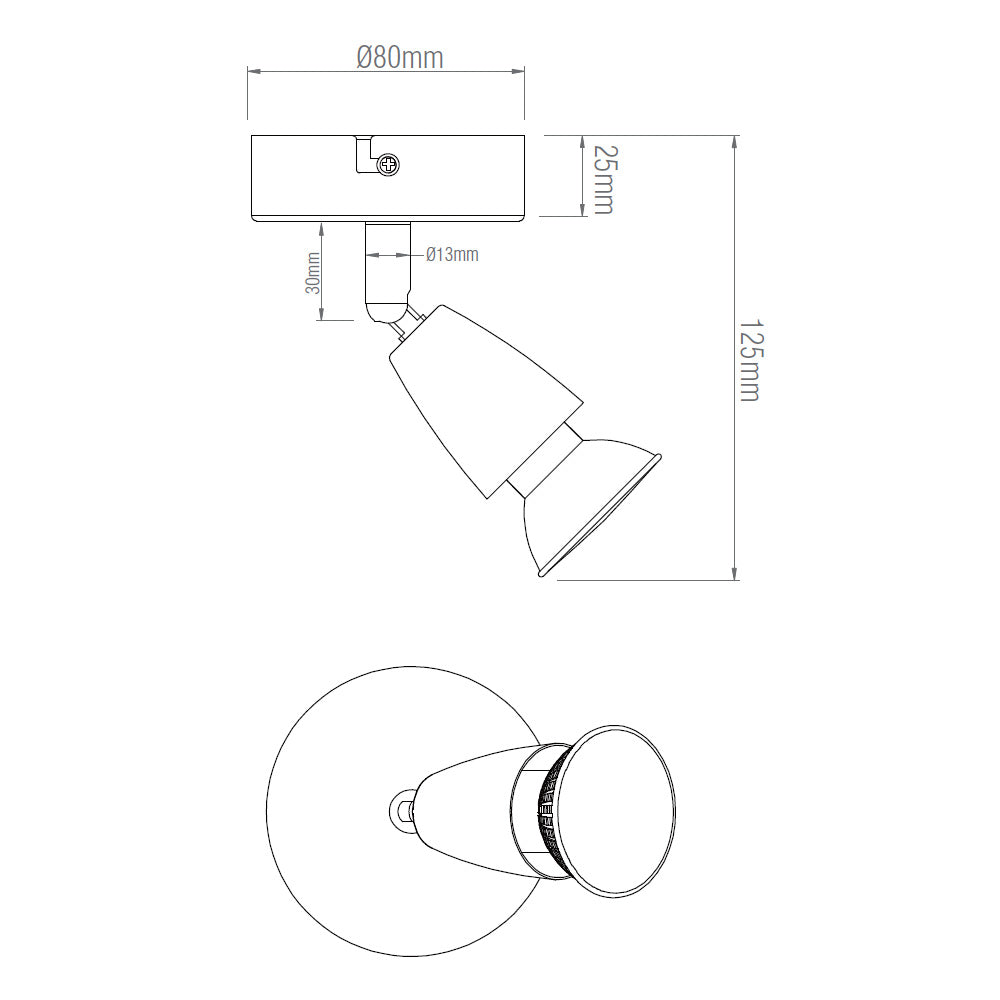 AMALFI | Single Semi Flush Ceiling / Wall Spotlight Fitting | GU10 | IP20 | Antique Brass