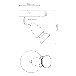 AMALFI | Single Semi Flush Ceiling / Wall Spotlight Fitting | GU10 | IP20 | Antique Brass